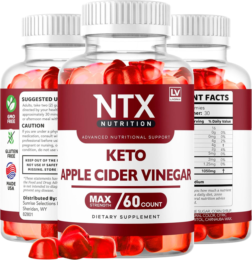 NTX Nutrition Keto Gummies - 180 Gominolas con Vinagre de Manzana (Pack de 3)