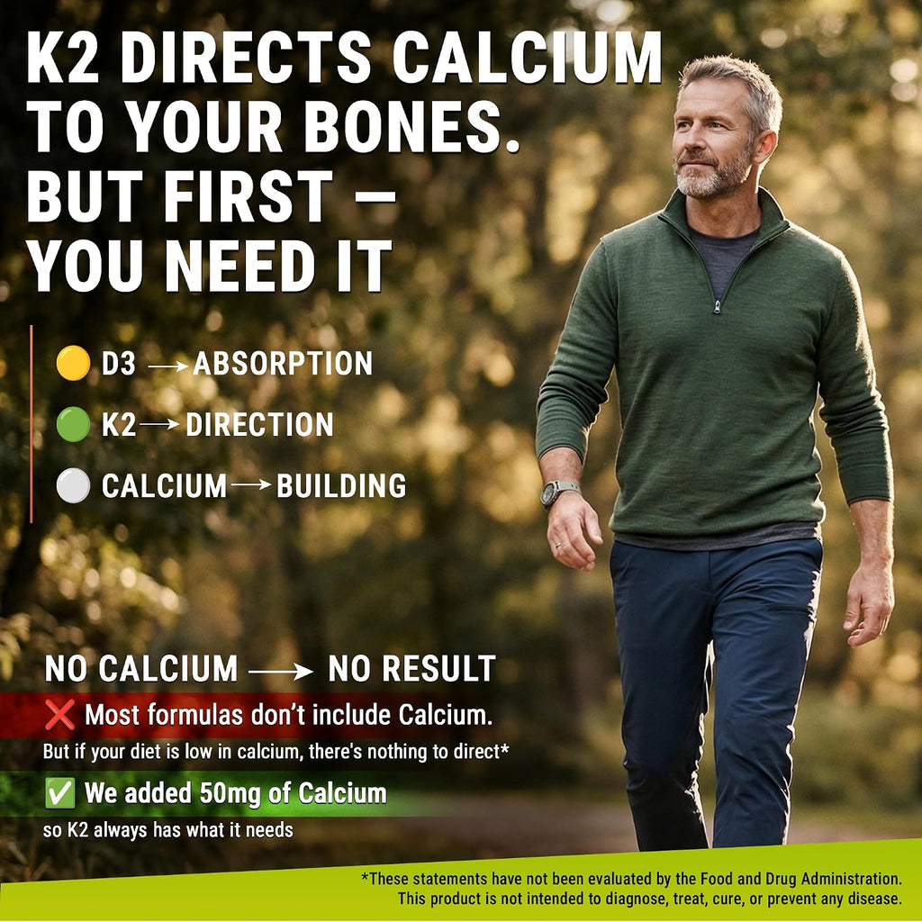 Vitamina D3 K2 con Magnesio, Zinc y Calcio | 10.000 UI D3, 200 mcg K2 MK7, 1500 mg Magnesio Glicinato | Vegano, Non-GMO