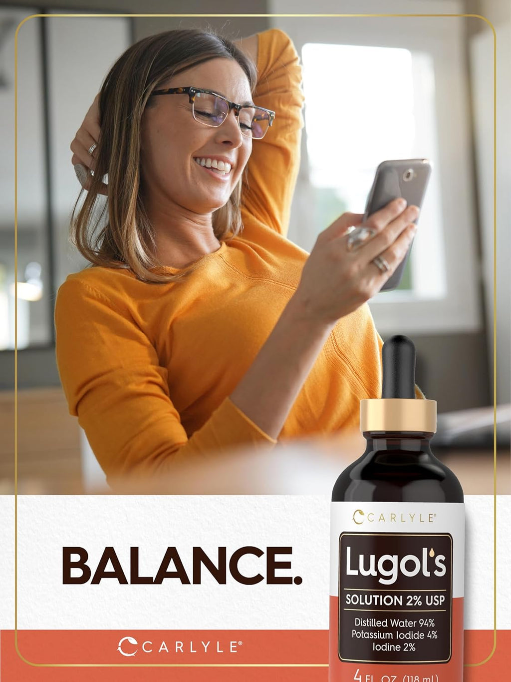 Carlyle Lugols Iodine 2% | Solución de Yodo y Yoduro Potásico | 118 ml (4 fl oz)
