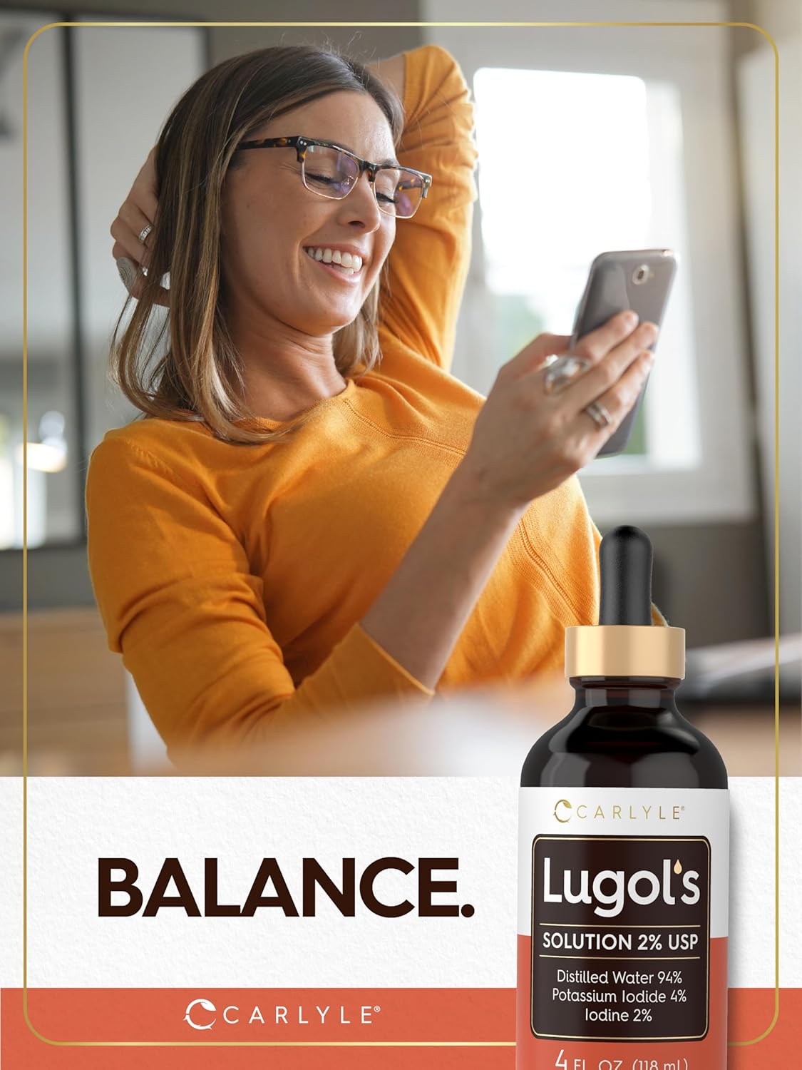 Carlyle Lugols Iodine 2% | Solución de Yodo y Yoduro Potásico | 118 ml (4 fl oz)