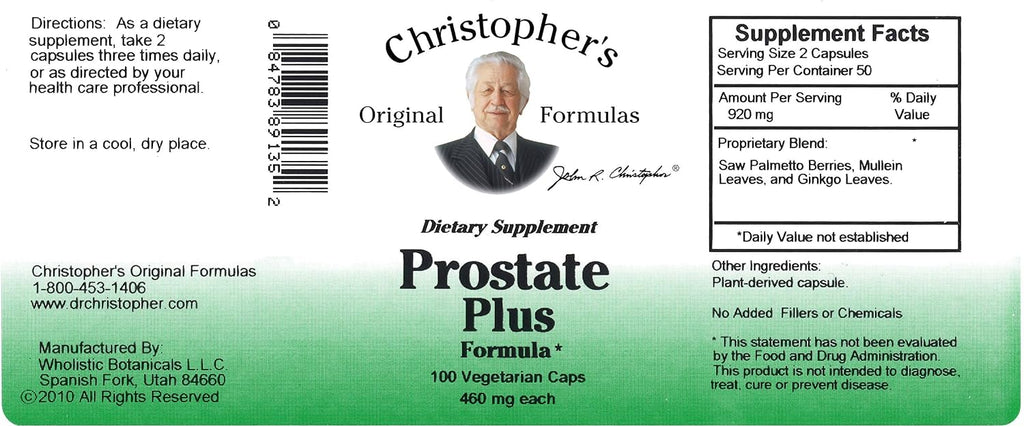 Dr Christopher's Prostate Plus - 100 Cápsulas