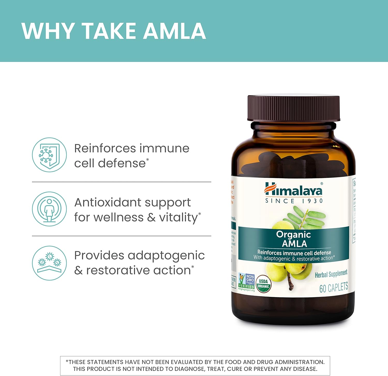 Himalaya Organic Amla 600 mg - 60 Caplets