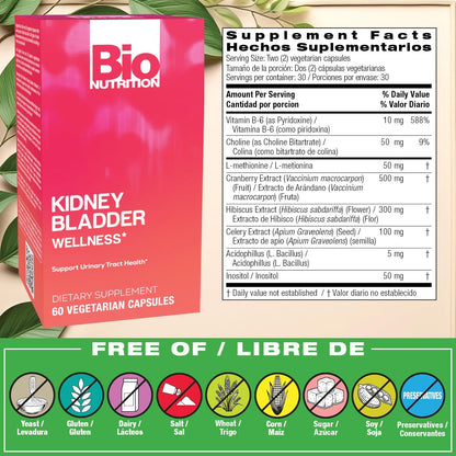 Bio Nutrition Kidney Bladder Wellness, 60 Cápsulas Vegetales – Image 2