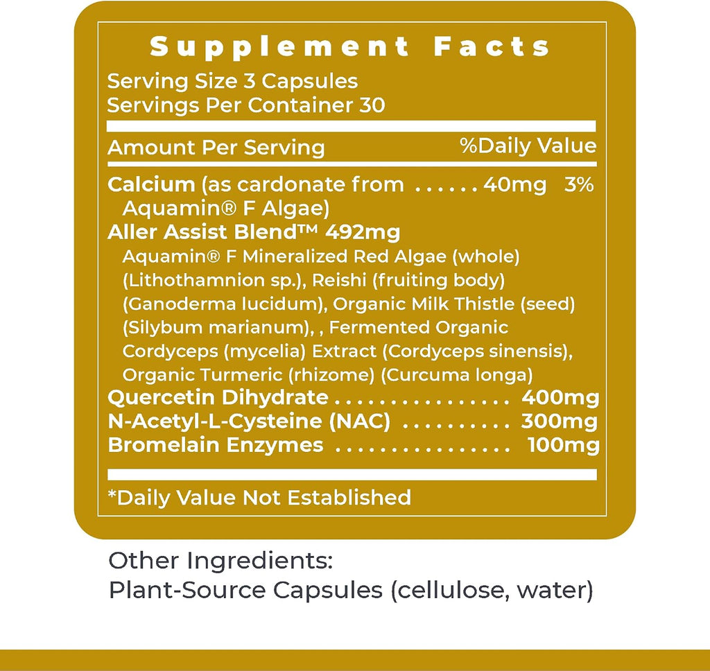 Premier Research Labs AllerCaps – Suplemento para la salud pulmonar con NAC, bromelina, reishi y quercetina – 60 cápsulas vegetales