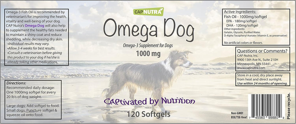 Aceite de Pescado para Perros Omega 3 – Apoya Piel, Articulaciones y Corazón – 120 Cápsulas Blandas Masticables