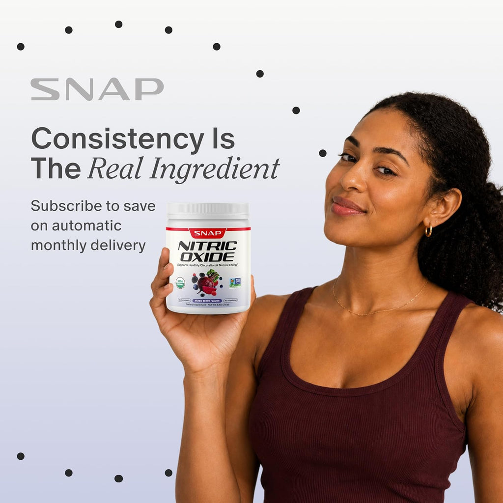 Snap Supplements Remolacha Orgánica en Polvo - Potenciador de Óxido Nítrico con Granada y Espinaca Roja - Sin Cafeína - 30 Servicios