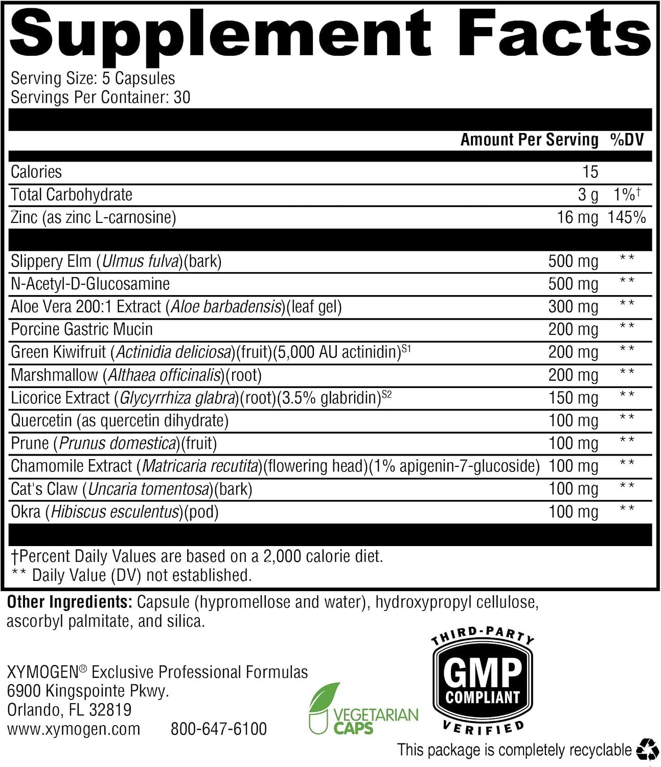XYMOGEN GI Balance - Apoya la Salud Gastrointestinal y el Tránsito Intestinal - Sin Gluten, Lácteos ni Soja - 150 Cápsulas