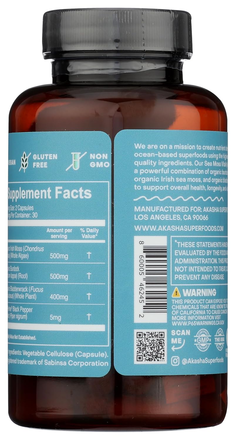 Cápsulas de Musgo Marino Orgánico con BioPerine - 60 Cápsulas