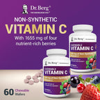 Dr. Berg Complejo de Vitamina C Masticable - Elaborado con Bayas Orgánicas No-GMO - 60 Deliciosas Pastillas