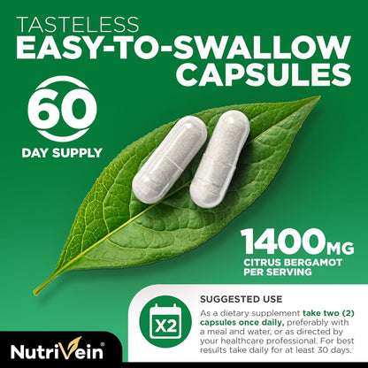 Nutrivein Premium Extracto de Bergamota 1400mg – 120 Cápsulas (60 Días) – Image 5