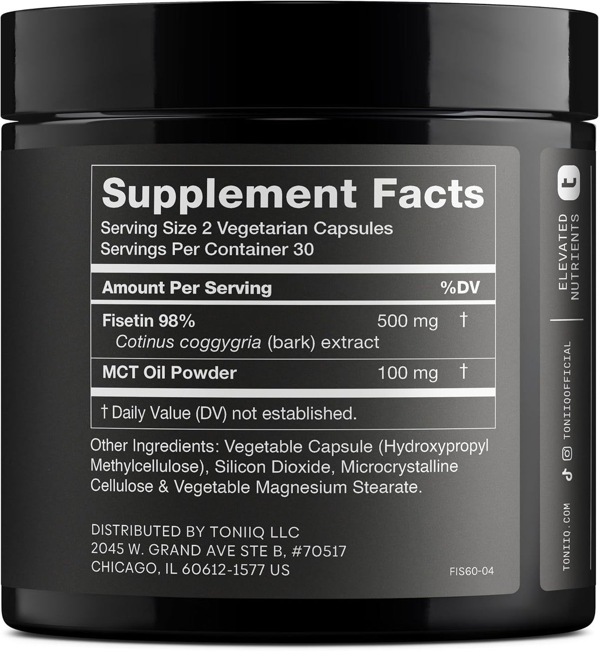 Toniiq Fisetin 500mg de Alta Pureza - 98%+ con Aceite MCT - 60 Cápsulas – Image 2