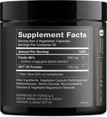 Toniiq Fisetin 500mg de Alta Pureza - 98%+ con Aceite MCT - 60 Cápsulas – Image 2