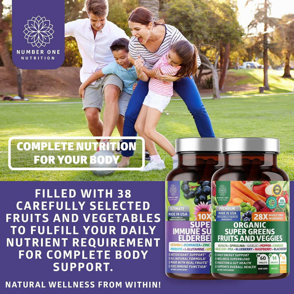 N1N Premium Organic Super Fruits & Veggies + Immune Support - 120 Cápsulas