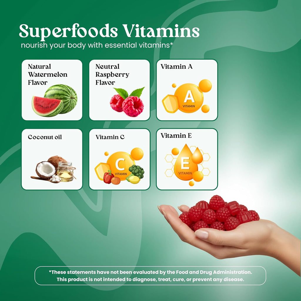 VITA GLOBE Superfood Gummy Vitamins – Gominolas de Superalimentos para Apoyo Inmunitario y Antioxidante – 60 Unidades
