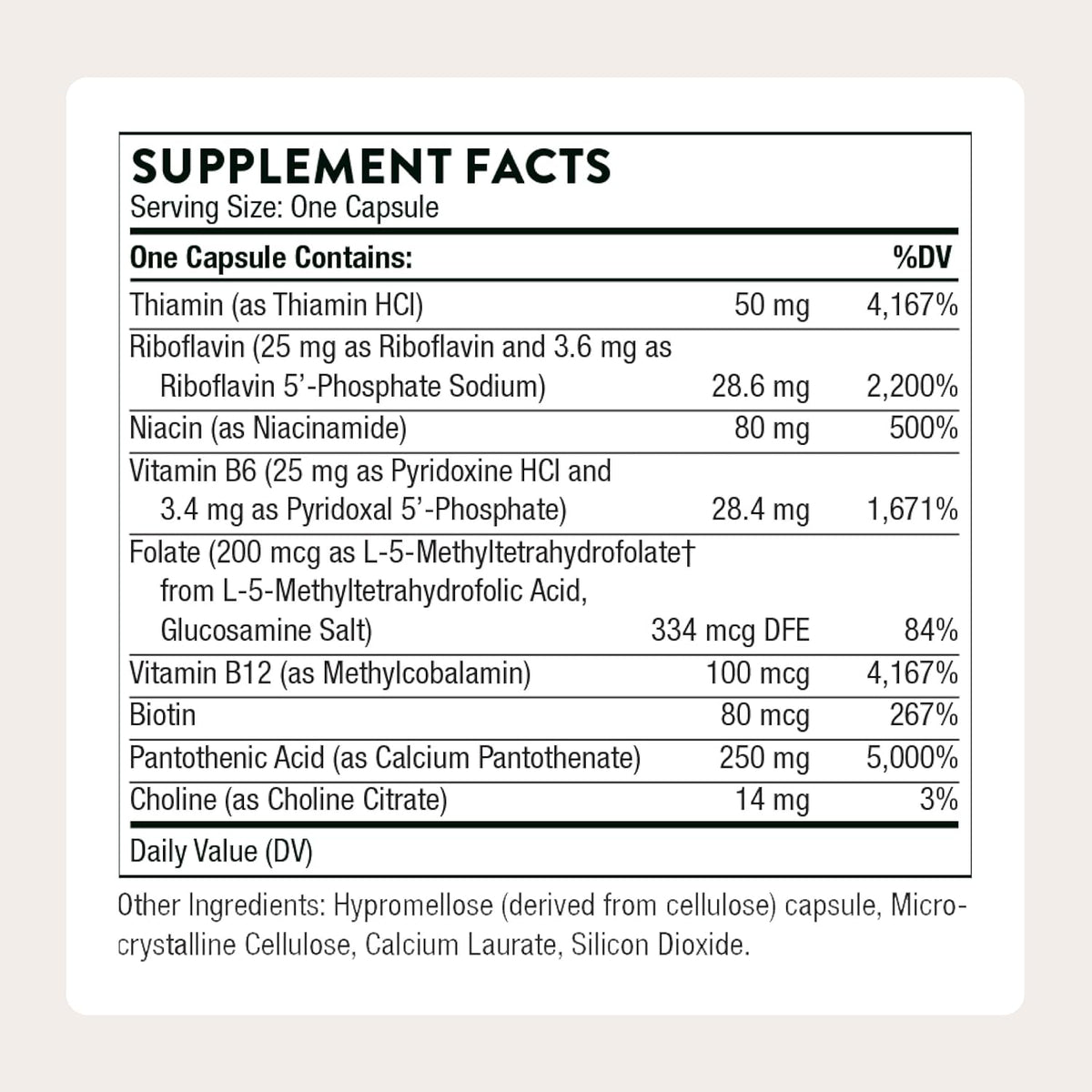THORNE Stress B-Complex - Vitaminas B2, B6, – Funcionamiento del sistema nervioso: Las vitaminas B1, B2, B6, B12 y – Image 2