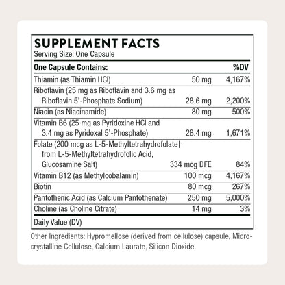 THORNE Stress B-Complex - Vitaminas B2, B6, – Funcionamiento del sistema nervioso: Las vitaminas B1, B2, B6, B12 y – Image 2