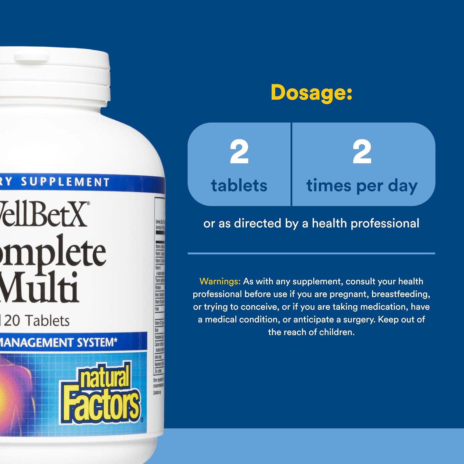 WellBetX Complete Multi de Natural Factors, 120 comprimidos