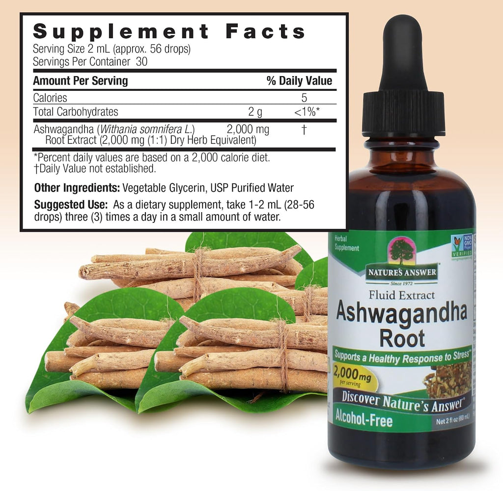 Nature's Answer Ashwagandha Raíz | Extracto Líquido 2 oz (3 Pack)
