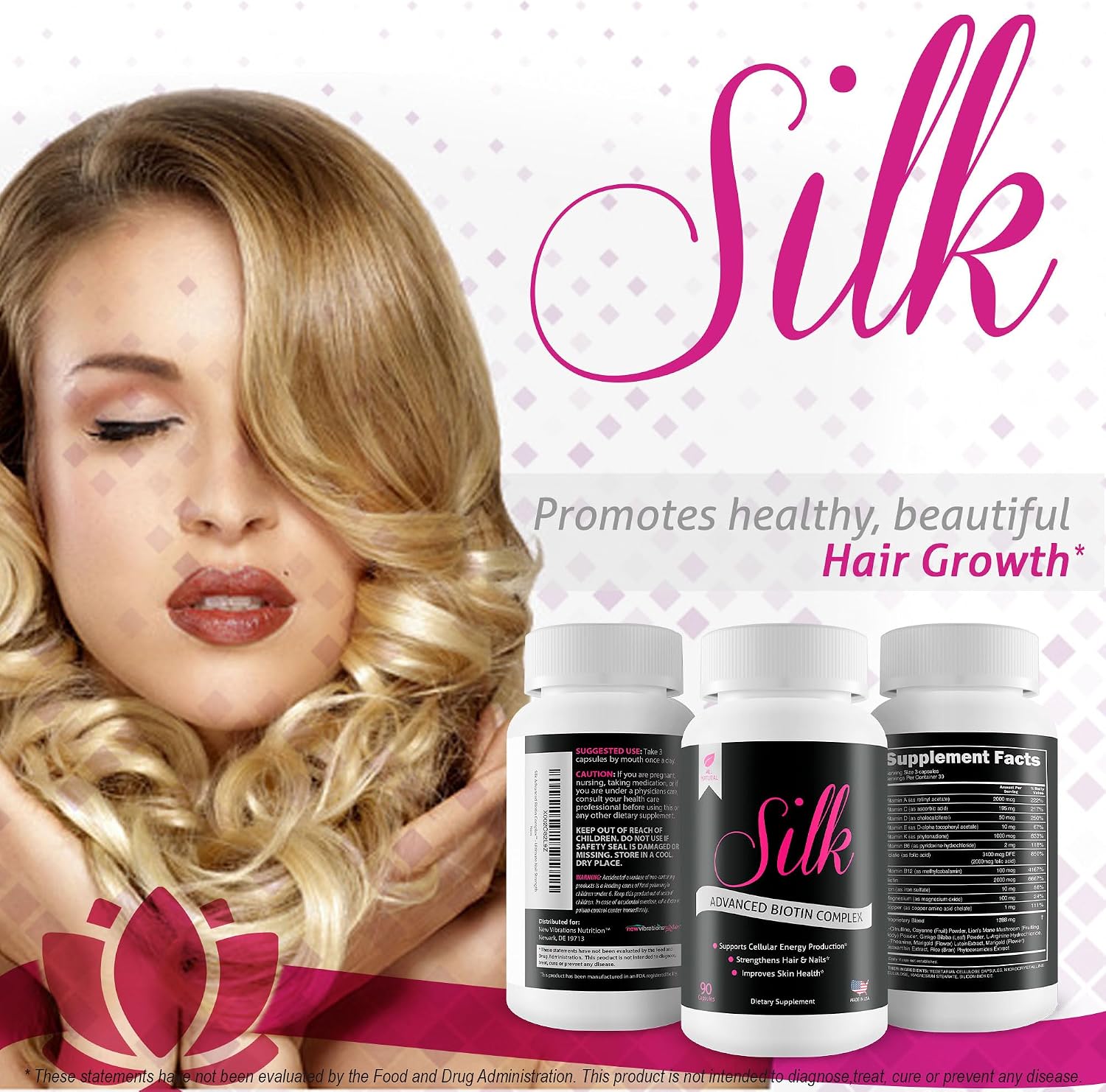 Silk Advanced Biotin Complex - Suplemento de Biotina, Niacina y Vitaminas B para Cabello, Piel y Uñas