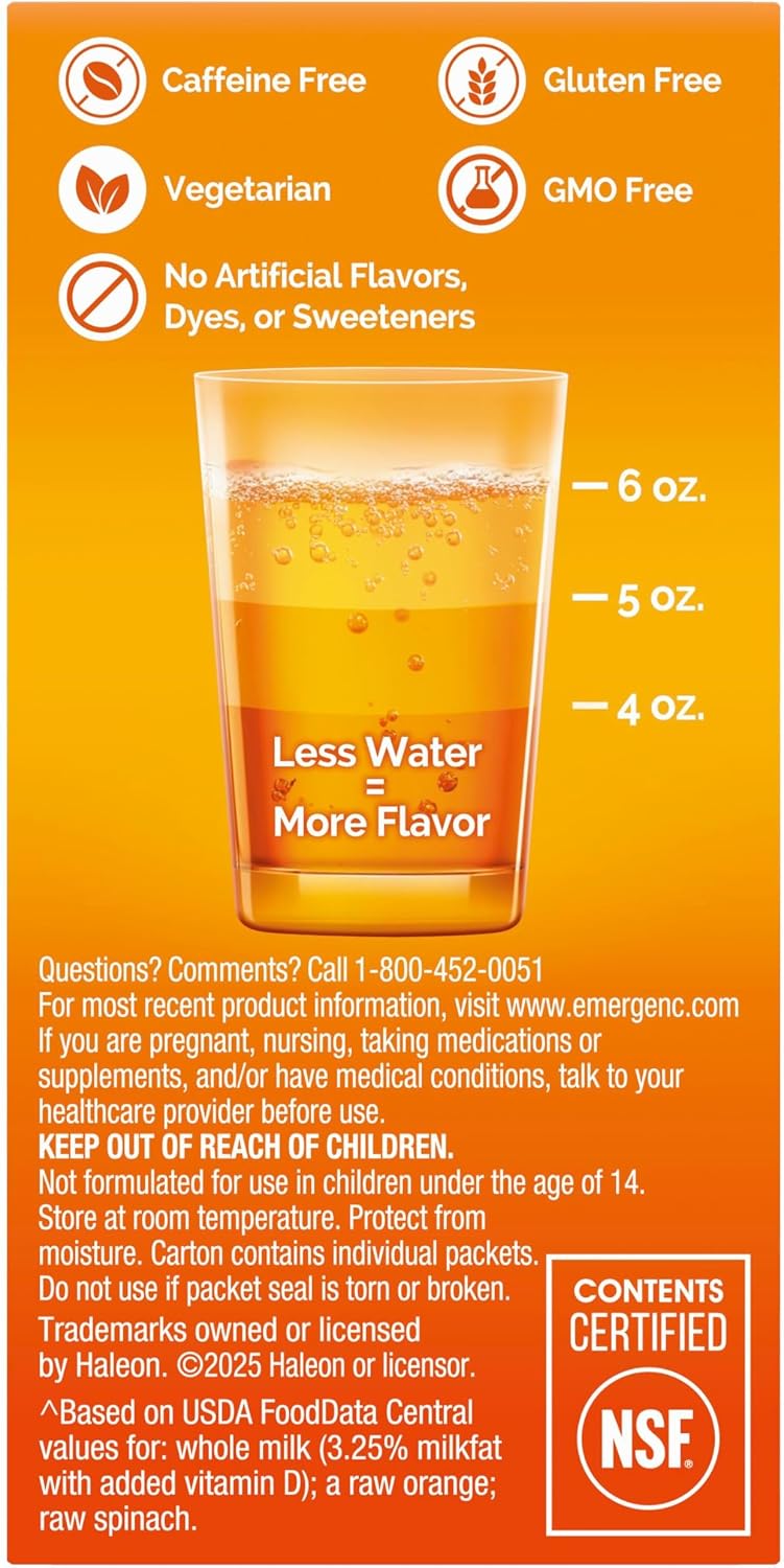 Emergen-C 1000 mg Vitamin C with Zinc and B Vitamins, Orange Flavor - 10 Packets