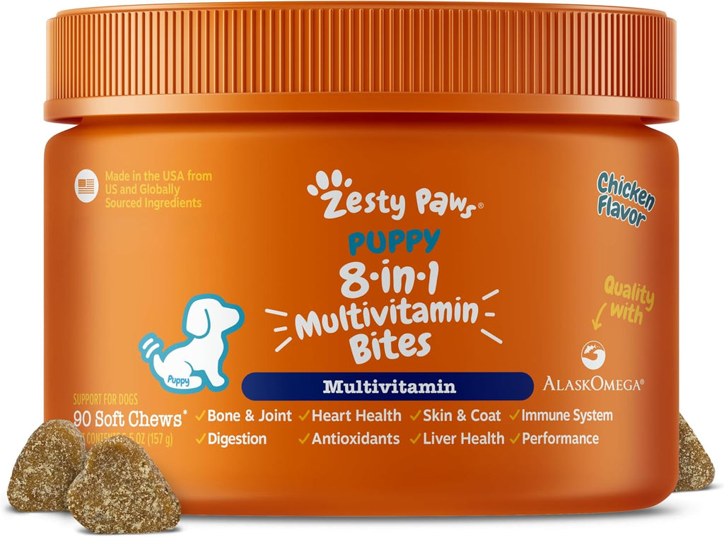 Zesty Paws Multivitamínico para Perros – 90 Comprimidos Masticables Sabor Pollo