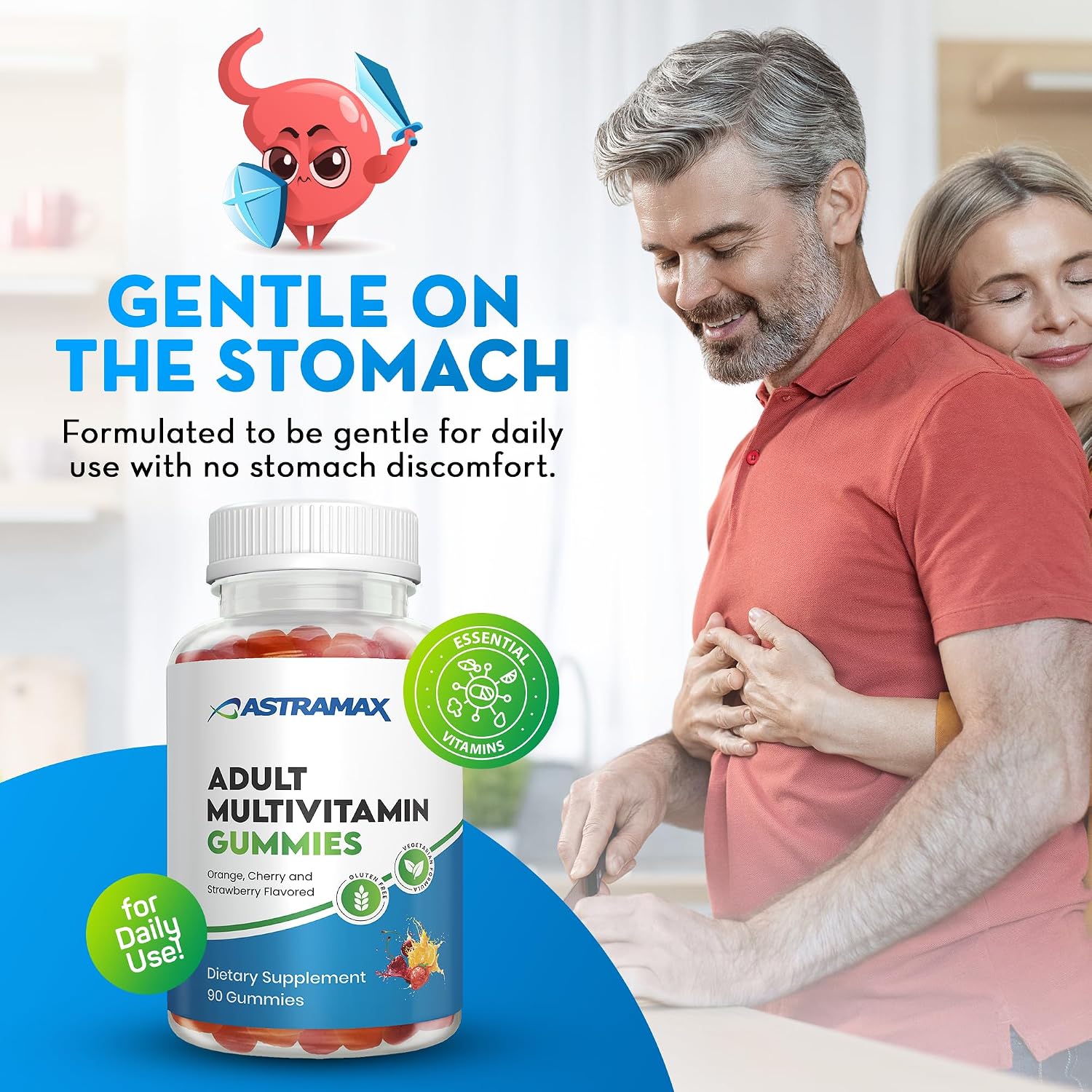 Astramax Multivitamínico en Gominolas para Adultos, 90 unidades - Sabores Naranja, Cereza y Fresa