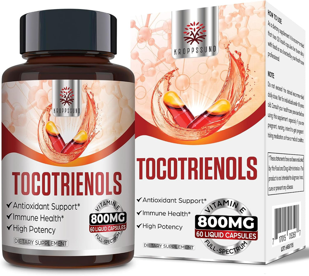 Kroppssund Tocotrienol Supplement 800mg - Vitamina E con Tocotrienoles - 60 Cápsulas Líquidas
