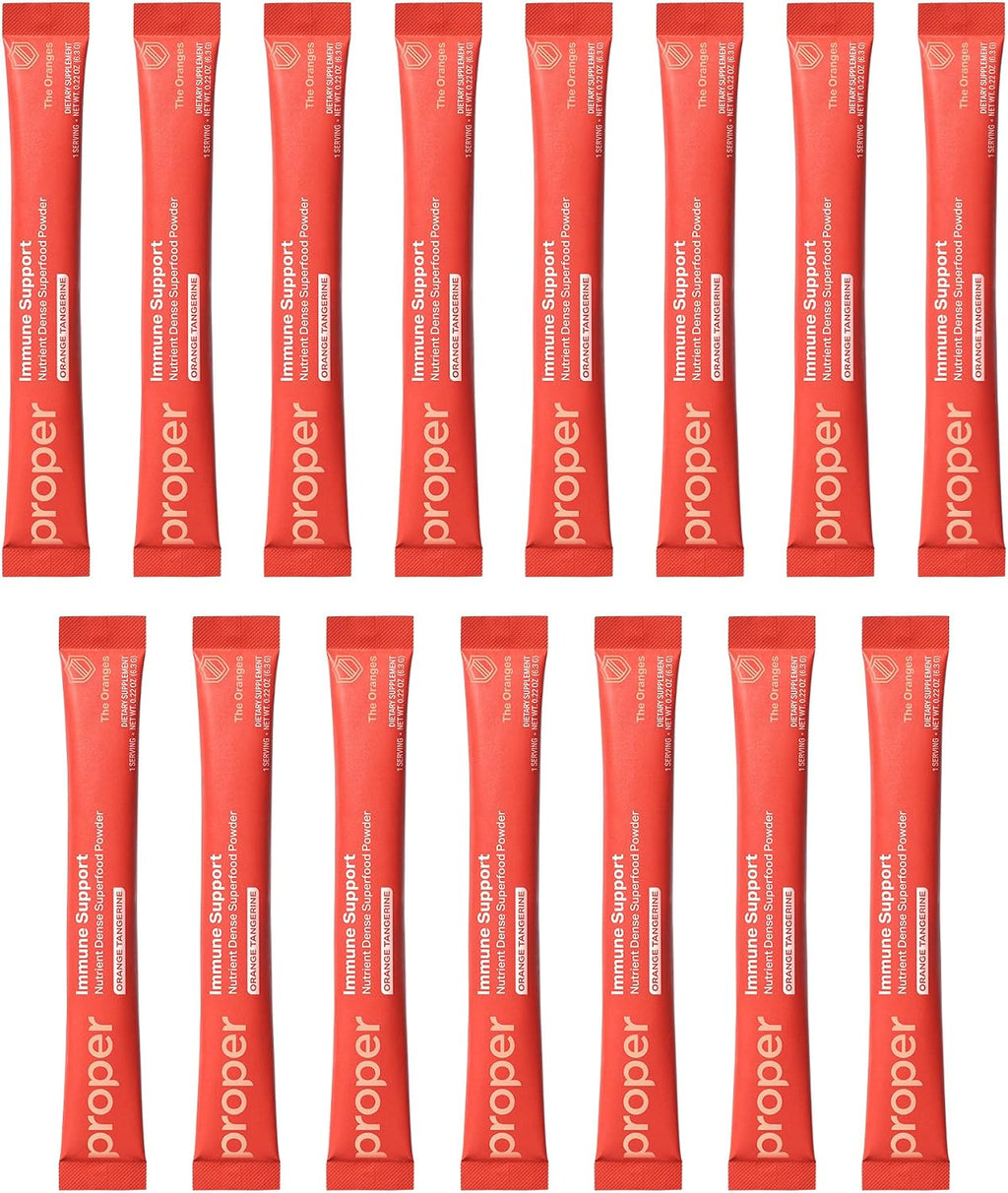 Proper, The Oranges Immune Support Supplement - Mezcla de bebida sabor naranja mandarina con saúco, vitamina C, zinc y probióticos