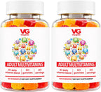 VITA GLOBE Multivitamin Gummies Adultos - 9 Vitaminas Esenciales con C, D, E, B6, B12, Folato y Biotina - Sabor Naranja, Melocotón y Fresa - 120 Gominolas (2 Envases de 60)
