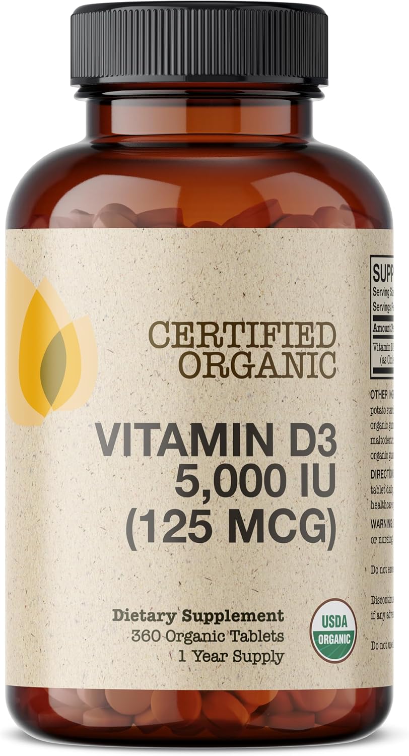Futurebiotics Vitamin D3 5,000 IU (125 mcg) Orgánica Certificada USDA - 360 Comprimidos