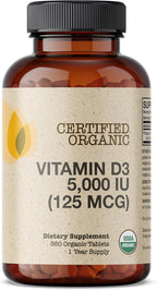 Futurebiotics Vitamin D3 5,000 IU (125 mcg) Orgánica Certificada USDA - 360 Comprimidos