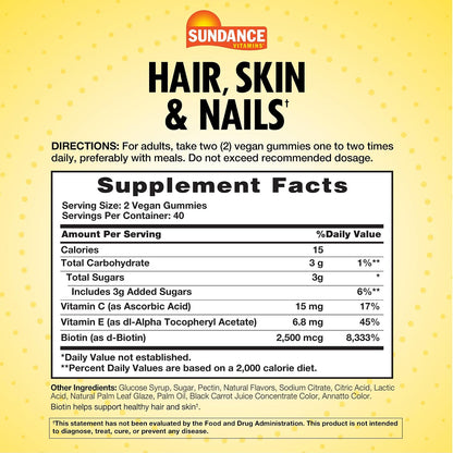 Sundance Gominolas de Biotina para Cabello, – La biotina contribuye al funcionamiento normal del sistema nervioso. – Image 2