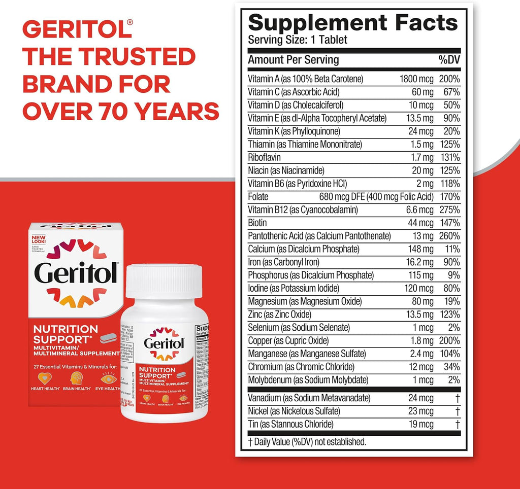 Geritol Multivitamin, 27 Essential Vitamins and Minerals, 40 Tablets