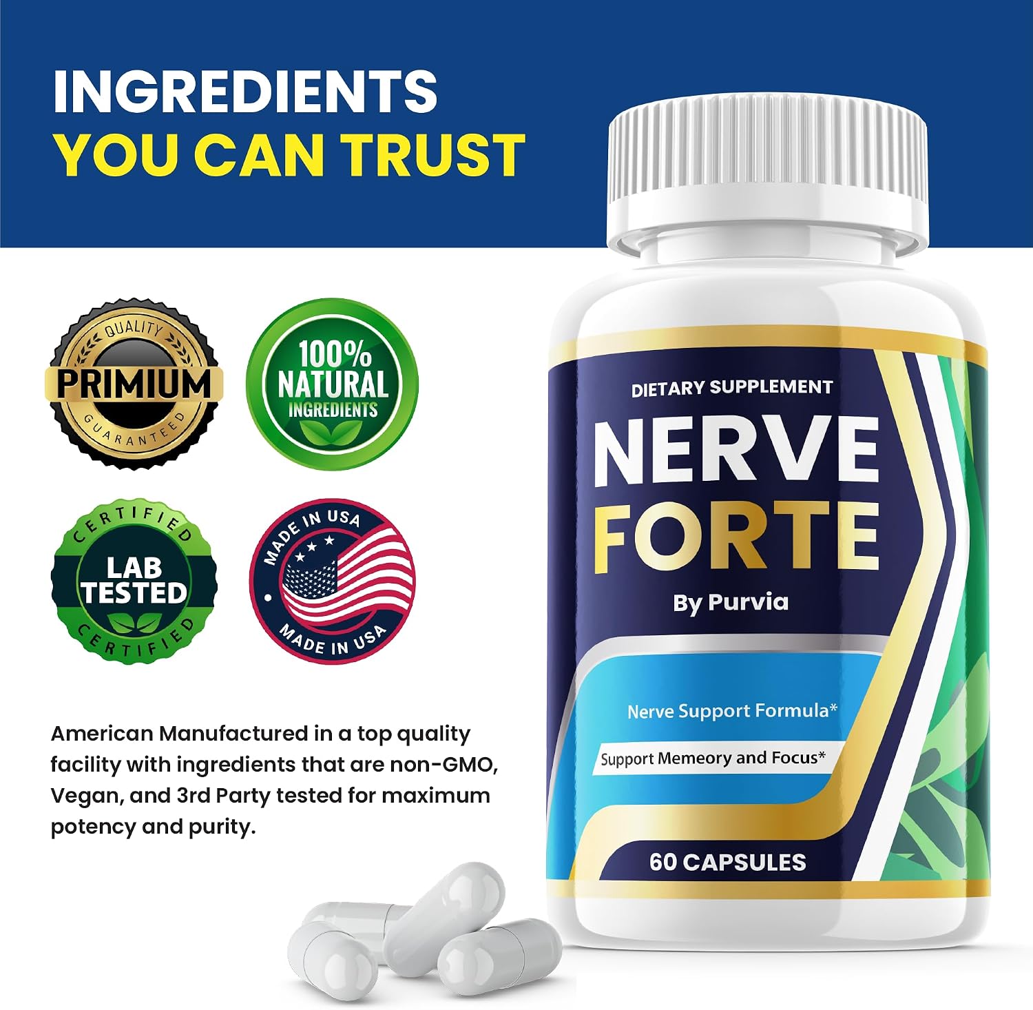 Nerve Forte (2 Pack) - Cápsulas de Fórmula Avanzada para el Bienestar General, 120 Cápsulas