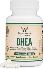 DHEA 100mg | 180 Cápsulas | Suministro para 6 Meses | Probado por Terceros | Equilibrio Hormonal y Envejecimiento Saludable by Double Wood