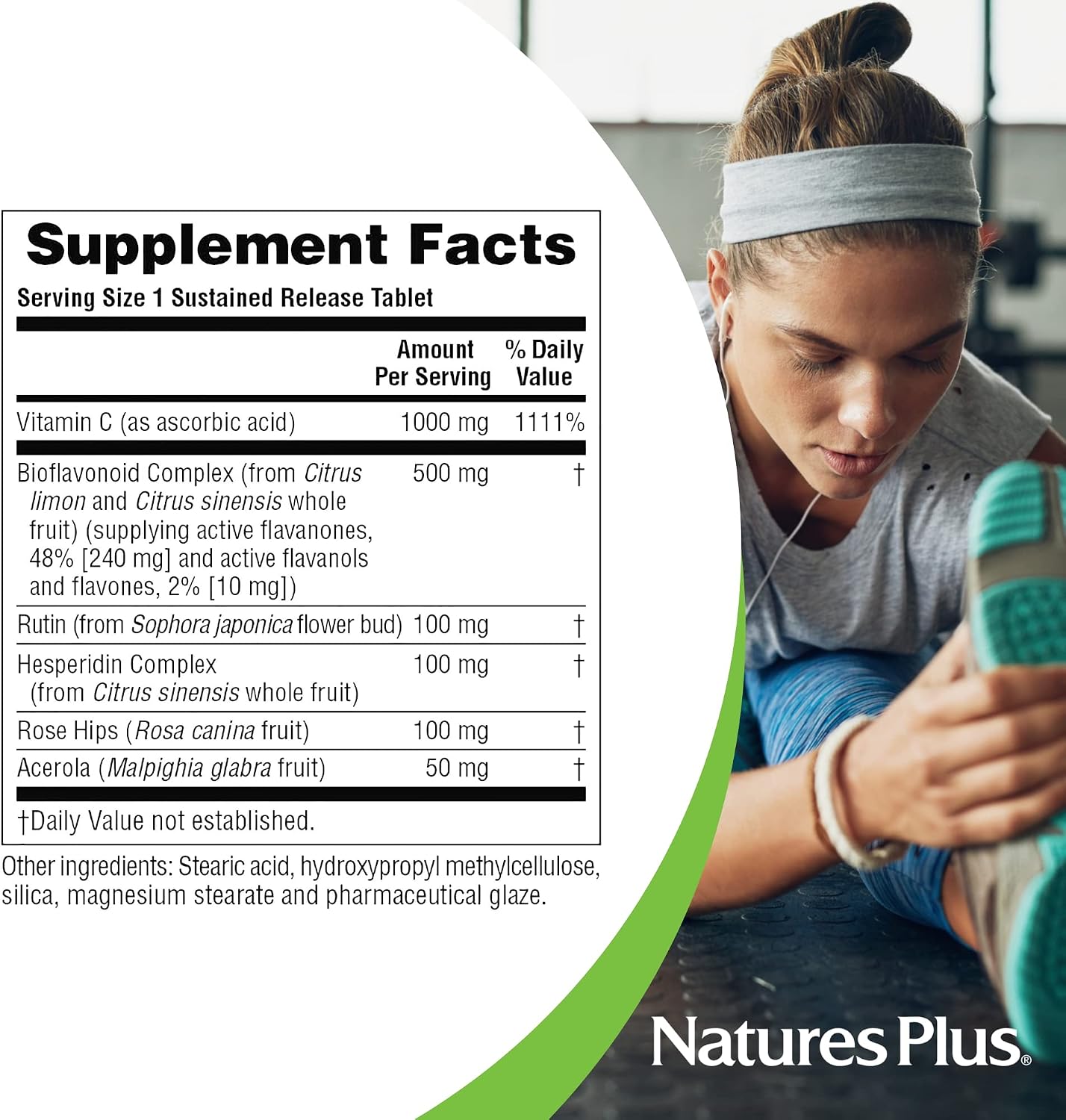 NaturesPlus Super C Complex, Liberación Sostenida - 180 Comprimidos - 1000 mg de Vitamina C + 500 mg de Bioflavonoides - Vegetariano, Sin Gluten - 180 Dosis