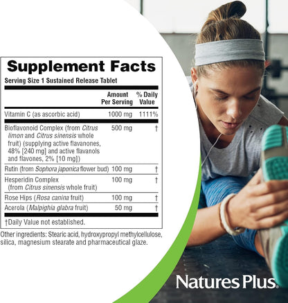 NaturesPlus Super C Complex, Liberación Sostenida - 180 Comprimidos - 1000 mg de Vitamina C + 500 mg de Bioflavonoides - – Image 5