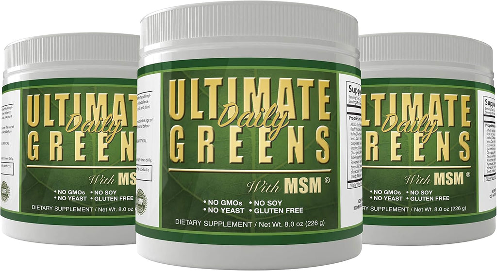Ultimate Greens Powder - Superfood Vegano Sin Gluten 3 Pack (8oz cada uno)