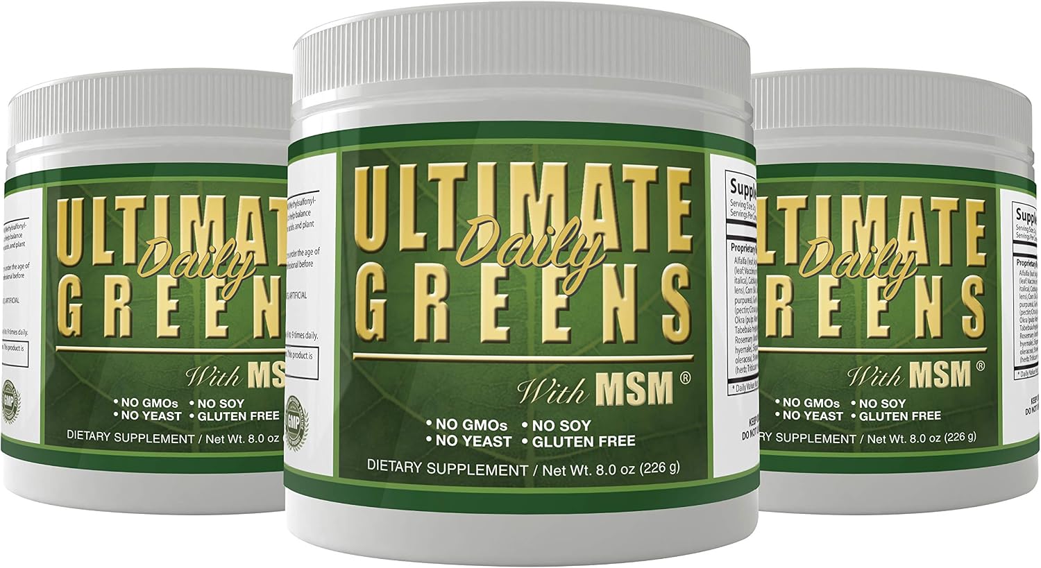 Ultimate Greens Powder - Superfood Vegano Sin Gluten 3 Pack (8oz cada uno)