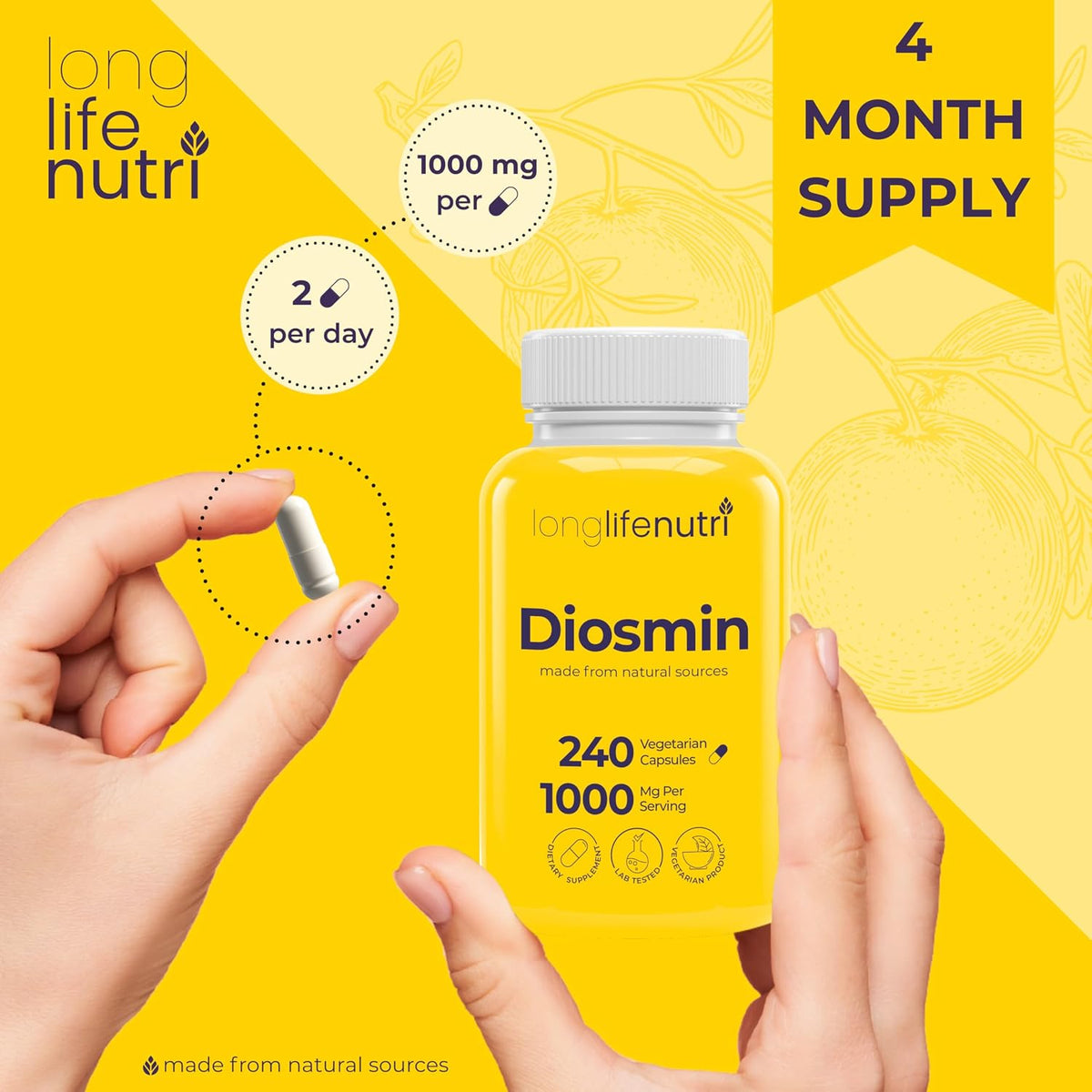 Diosmin 1000mg Advanced Formula - 240 – Apoyo a la microcirculación: Ayuda a mantener la flexibilidad de los – Image 5