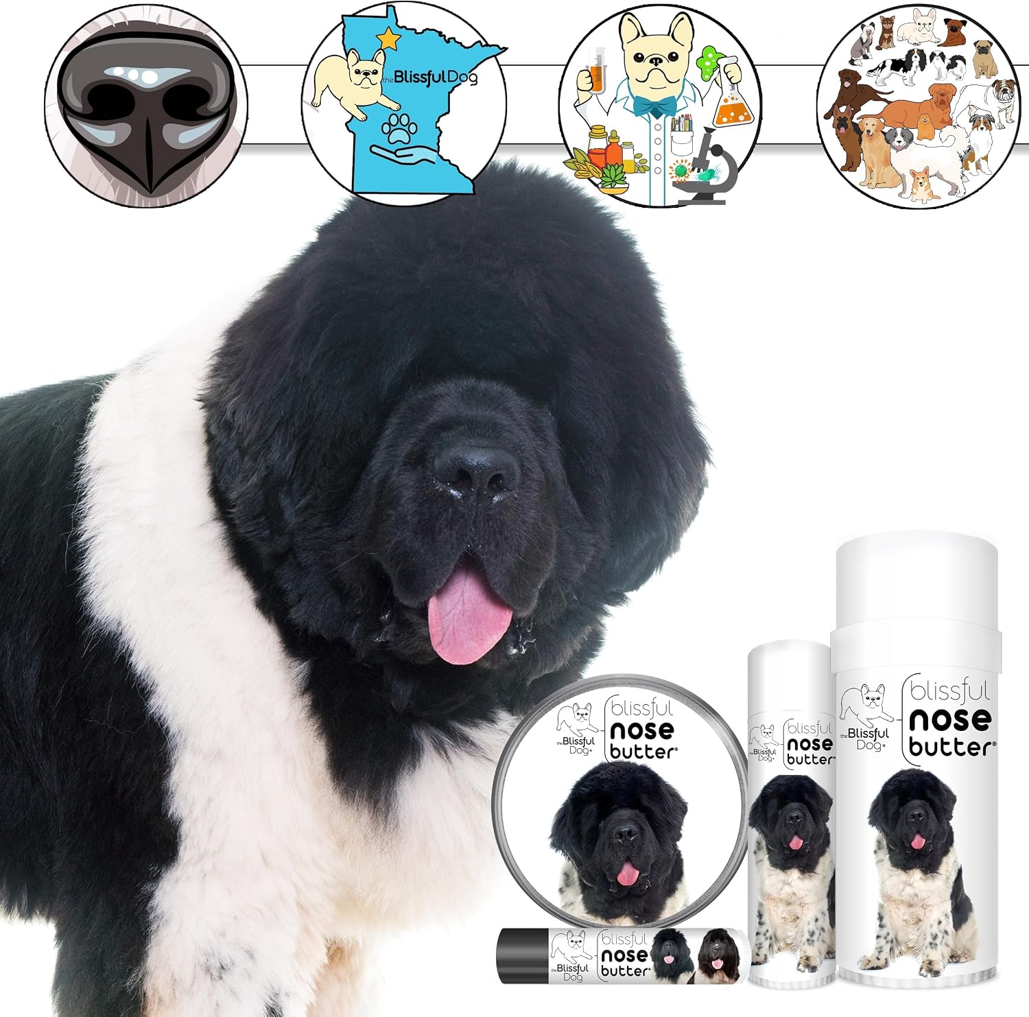 The Blissful Dog Landseer Newfoundland Nose Butter - Bálsamo Nasal Natural para Perros, Sin Fragancia, 2 oz