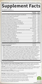 Garden of Life Organics Multivitamínico para Mujeres con Vitamina C, D3, Folato, B12, Biotina y Hierro – 60 Comprimidos