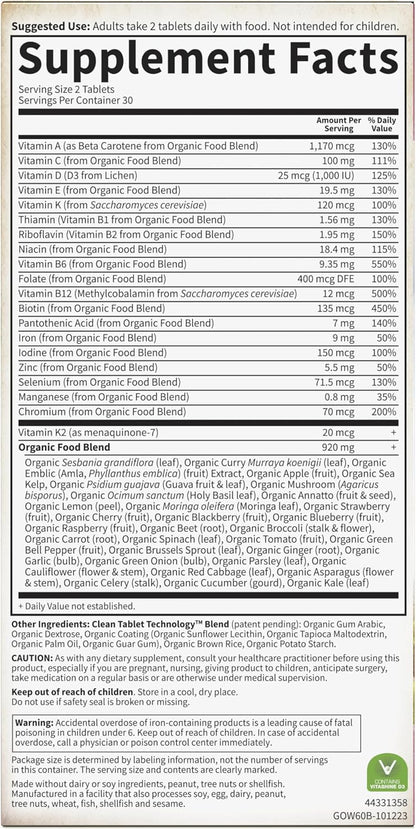 Garden of Life Organics Multivitamínico para Mujeres con Vitamina C, D3, Folato, B12, Biotina y Hierro – 60 Comprimidos – Image 8