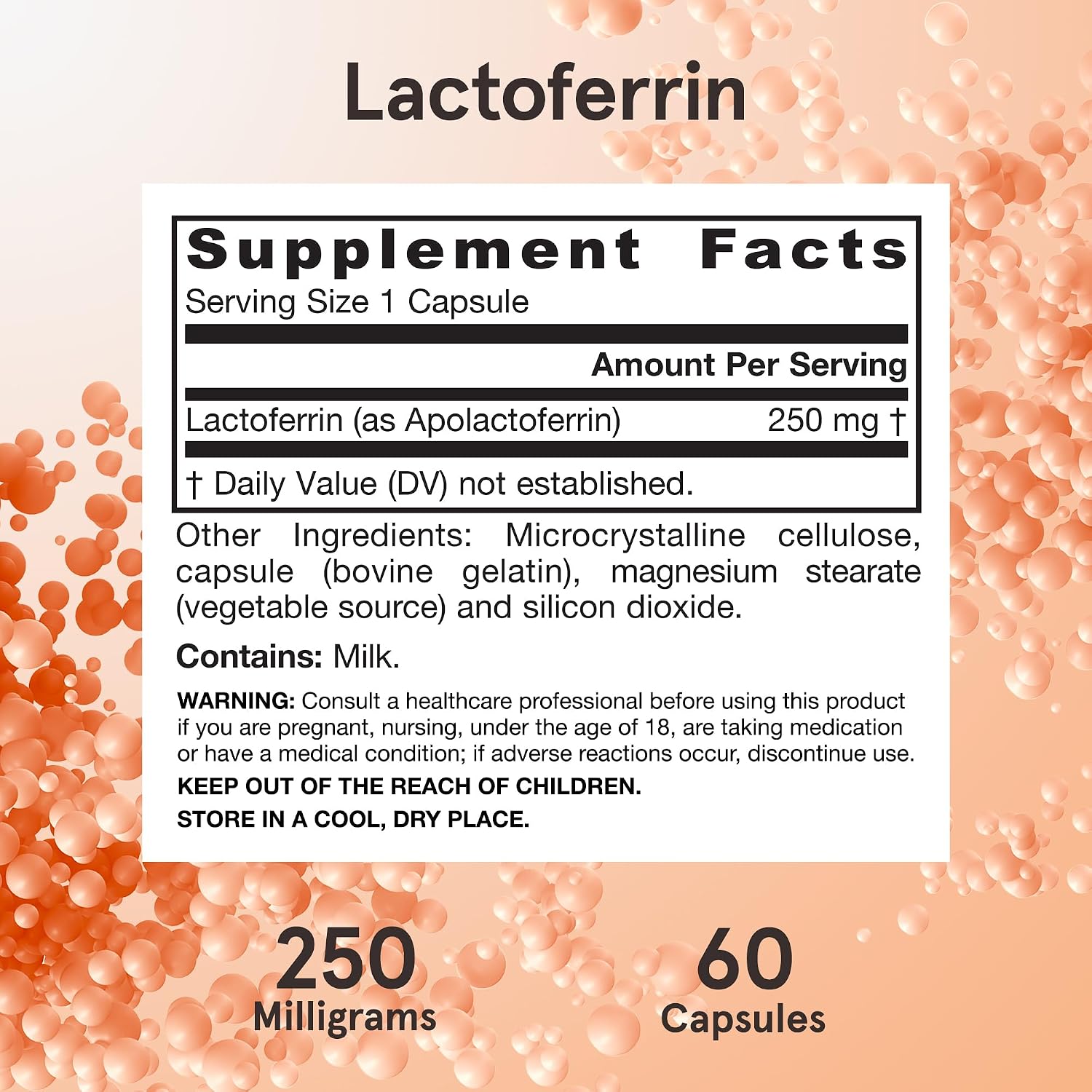 Jarrow Formulas Lactoferrina 250 mg - 60 Cápsulas