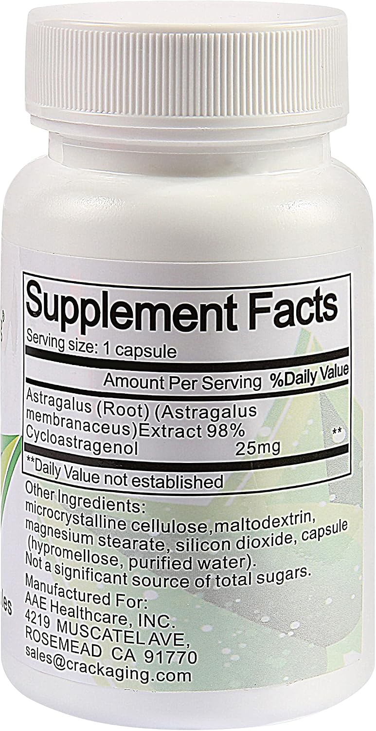 Crackaging Cycloastragenol 98% Apoyo Inmunológico 25mg 30 Cápsulas Vegetarianas