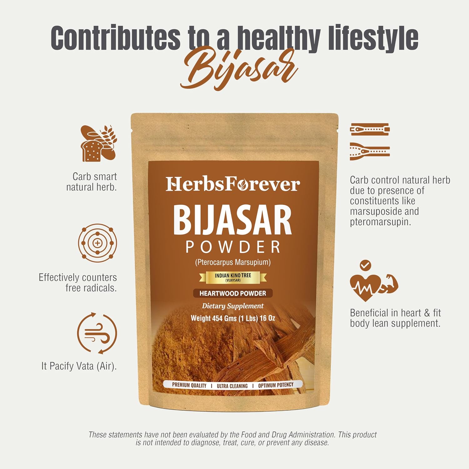 Herbsforever Vijaysar (Pterocarpus Marsupium) en Polvo - 454g