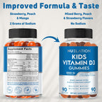 NUELATION Vitamina D3 Gummies para Niños - 1000 IU, 90 dosis