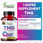 Humming Herbs TMG Suplemento de Trimetilglicina 500 mg – 90 Cápsulas Veganas | Encapsulación Microcristalina para Mayor Biodisponibilidad | Donante de Metilo para el Apoyo del Corazón, Cerebro y Homocisteína