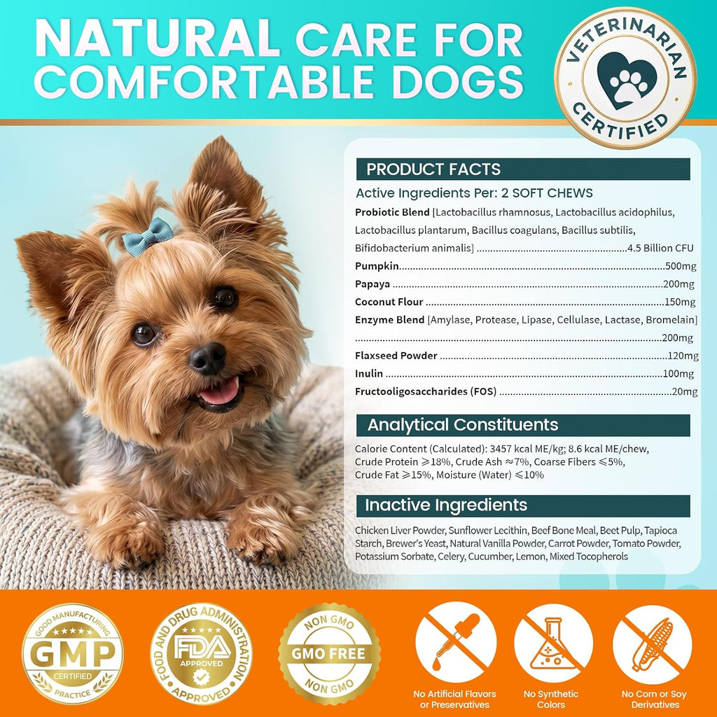 Probióticos para Perros Carmelie - Masticables con Enzimas Digestivas y Prebióticos (Pollo, 200 uds)