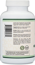 Double Wood Suplemento de Frutas y Verduras - Mezcla de 49 Frutas y Verduras - 1,500 mg por Ración - 180 Cápsulas